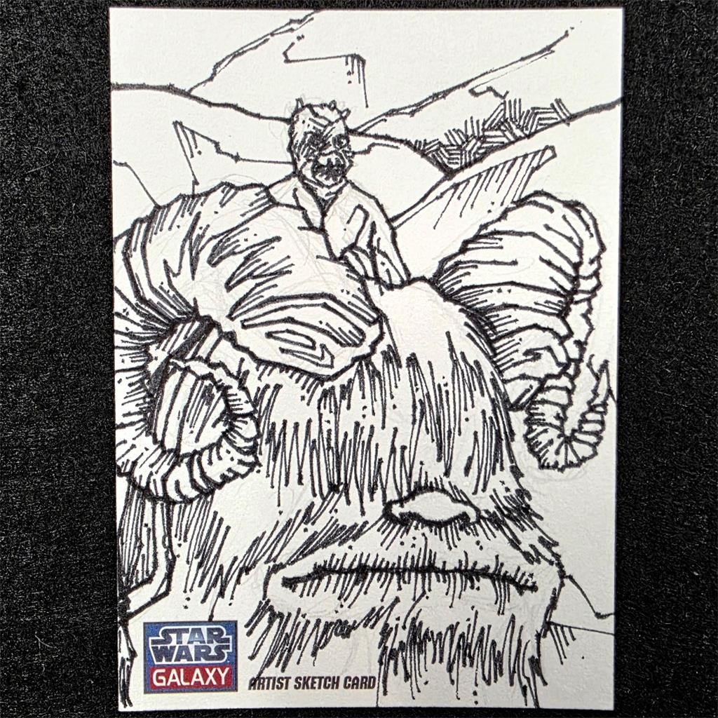 2011 Topps Star Wars Galaxy Tusken Raider Bantha Jerry Ma Sketch Card auto 1/1