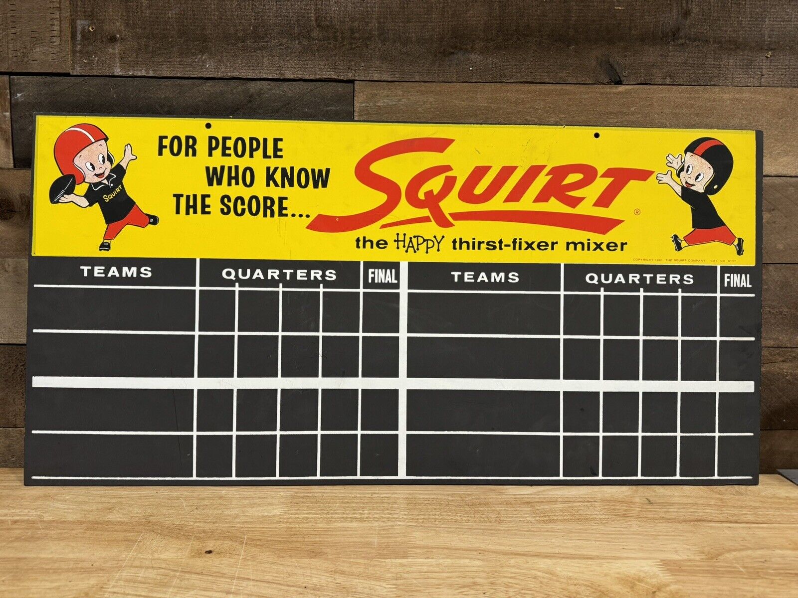 Vintage 1961 Squirt Soda Football & Baseball Scoreboard Double Sided 32