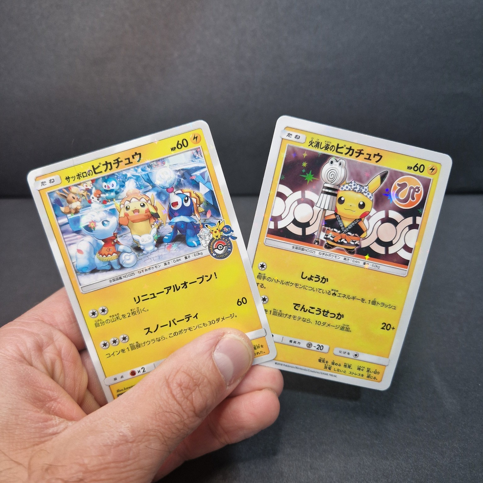 Pokemon Pikachu Sapporo Firefighter Custom Japanese 2-Card Set Holo Art Cards