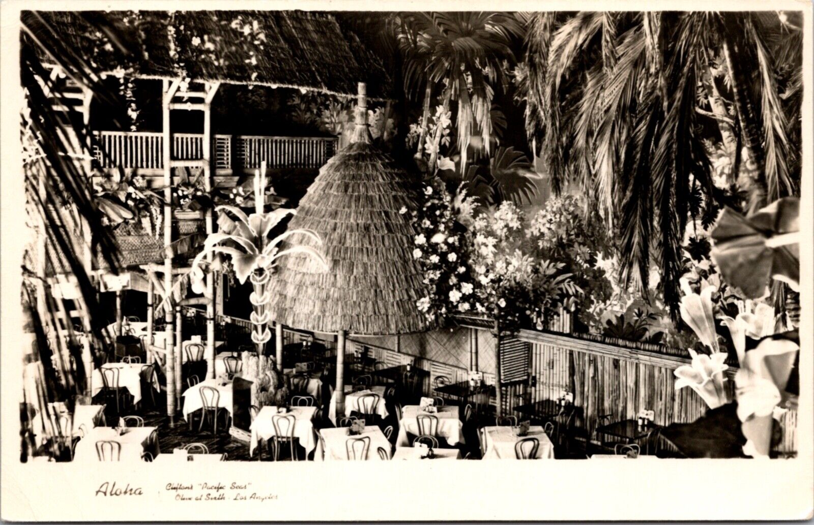 RPPC Aloha Interior Clifton\'s Pacific Seas Cafeteria Olive at Sixth Los Angeles