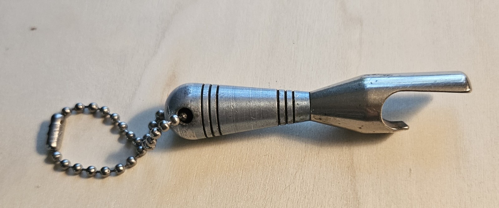 Vintage Bomb/Torpedo Bottle Opener. Bomb Shaped Metal Key Chain Very Old 