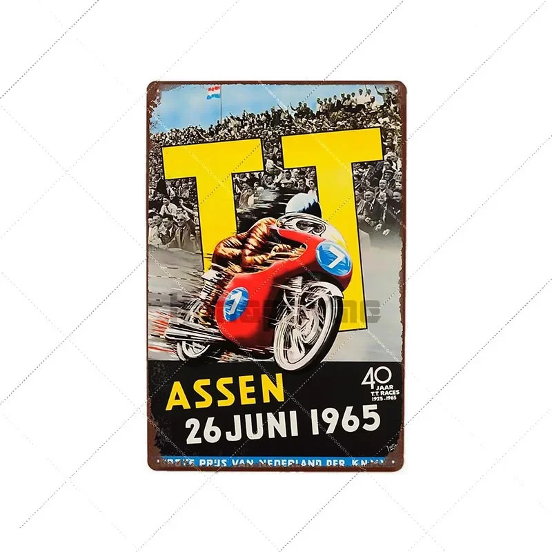 TT Isle Of Man Metal Poster Retro Vintage Tin Metal Signs Motorcycle Races Plaqu