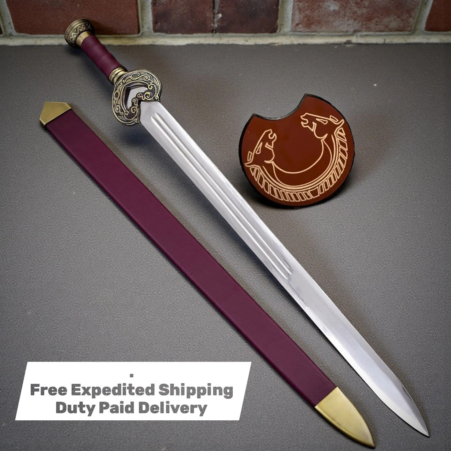 HERUGRIM THEODEN SWORD, King of Rohan With Scabbard FREE Plaque Gift
