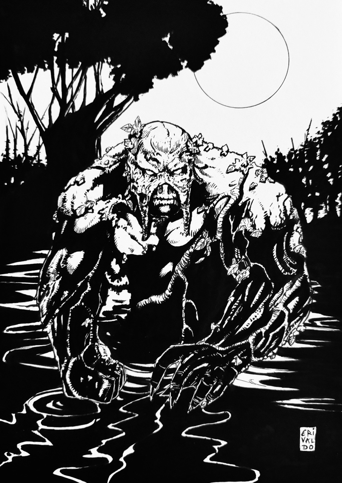Vertigo: Swamp Thing - 9x12 Erivaldo Santos Inked Original Art COA - NOT a Print