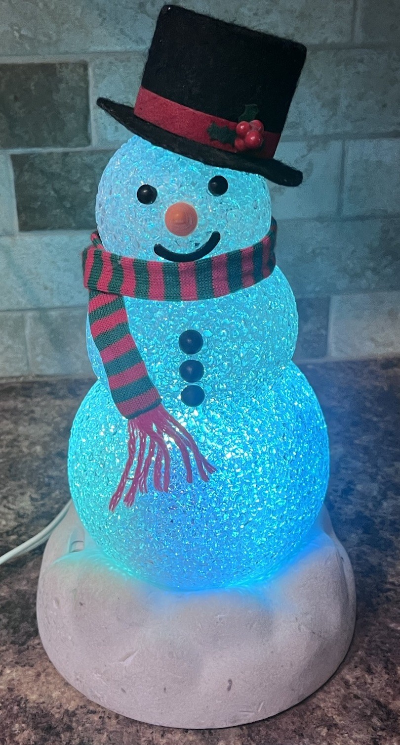 Vintage 1993 Avon Chilly Sam Light Up Snowman Color Changing Blinking W/ Broom