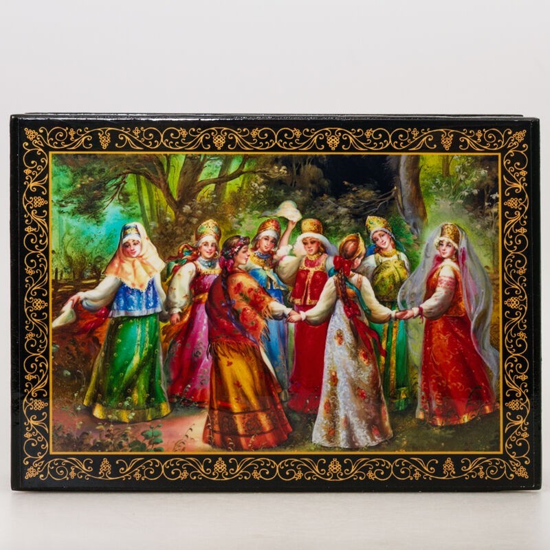 Khorovod Russian Circle Dance Lacquer Trinket Box Keepsake Jewelry Box 5