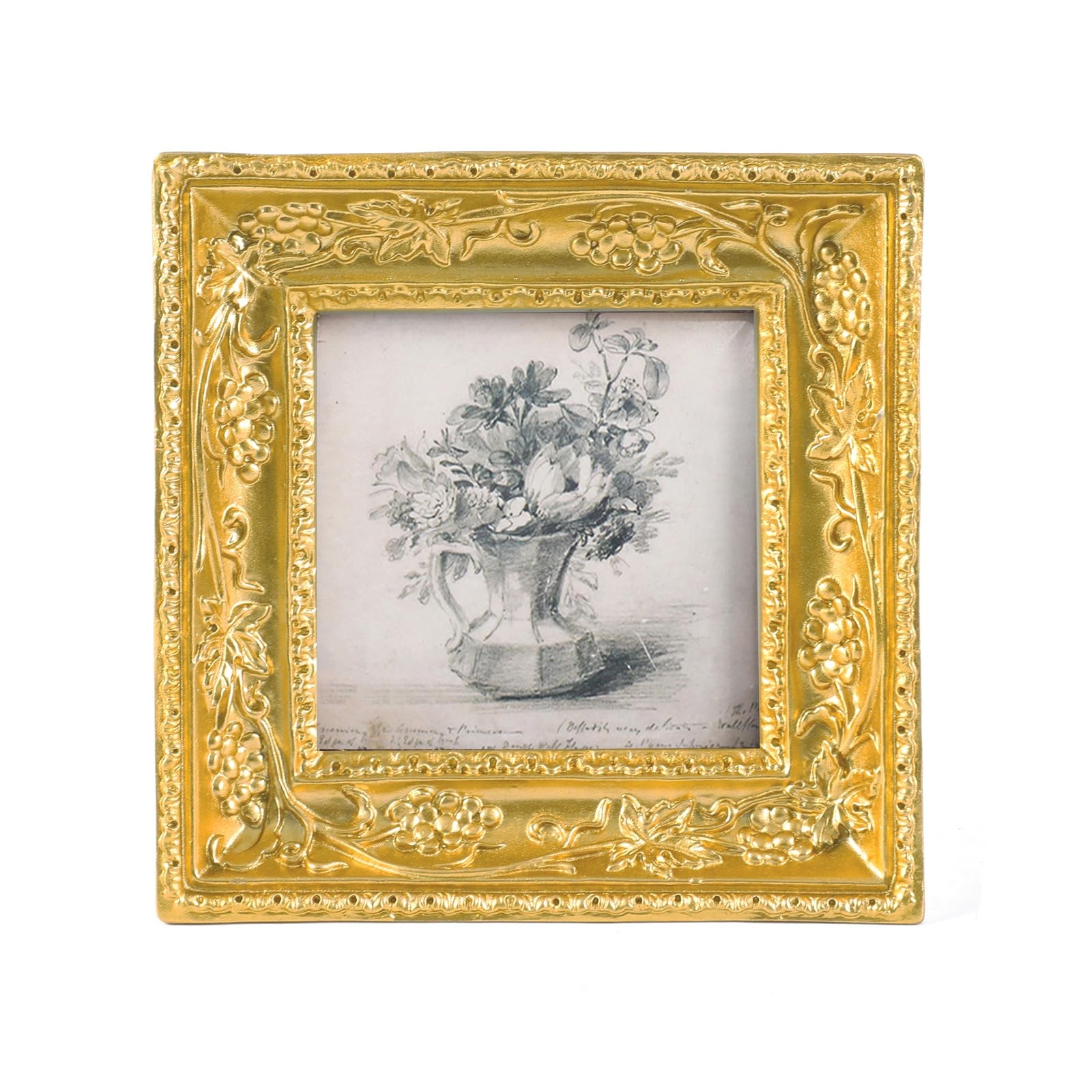 SIKOO 3x3 Small Vintage Picture Frames Antique Gold Square Picture Frame Tableto