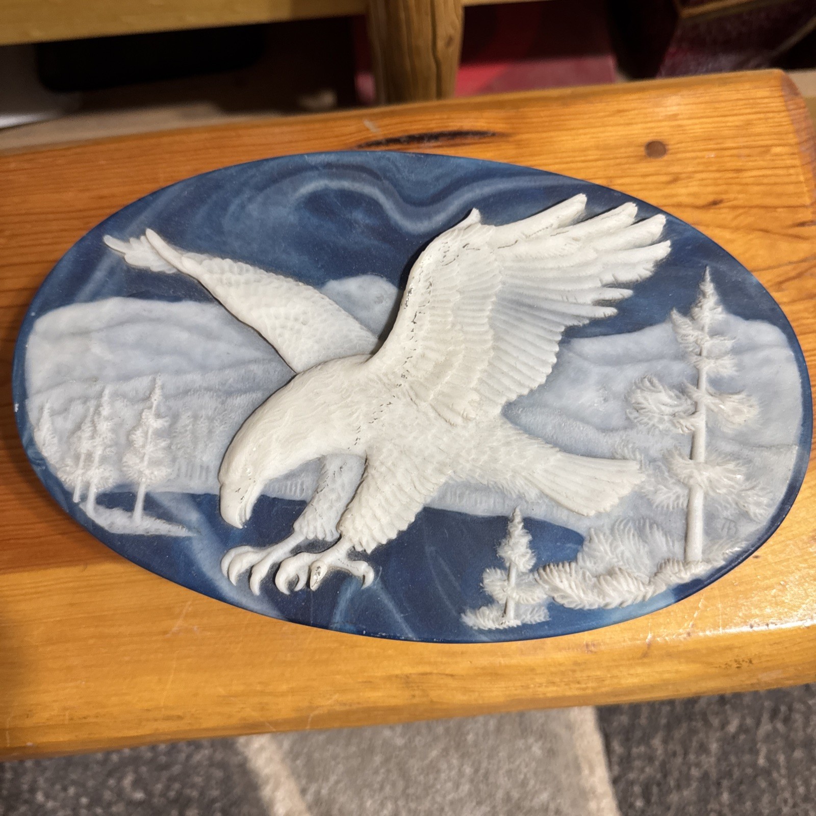 Incolay Stone Eagle Design Trinket Jewelry Box 10\