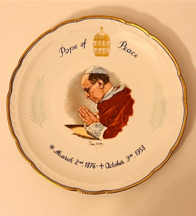 Vintage Pope Pius XII Pope of Peace Plate Mitterteich Bavaria Germany Porcelain