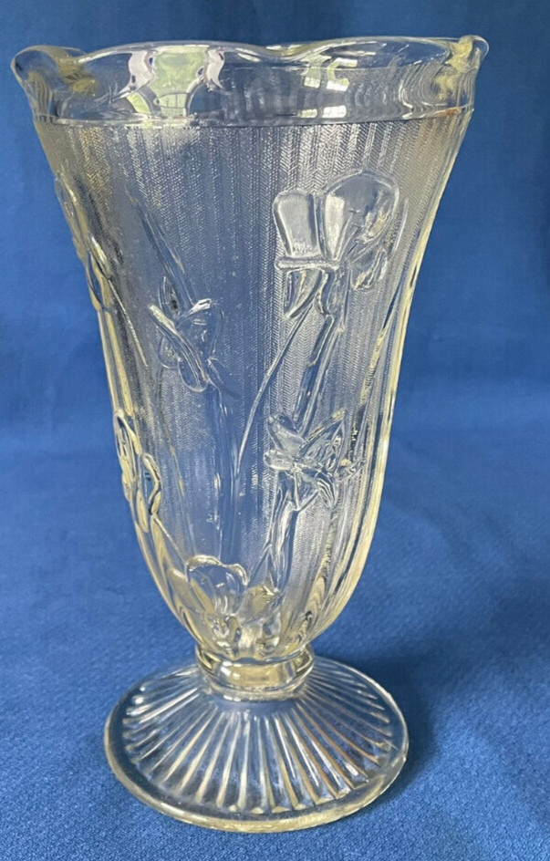 Vintage Art Deco DEPRESSION 1930\'S IRIS CLEAR Jeannette Glass Co. 9\