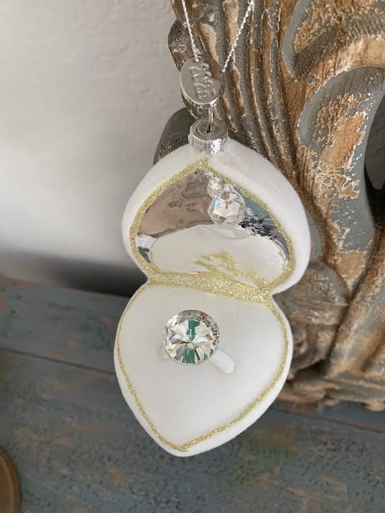 West Elm Pottery Barn Engagement Ring Heart Box Christmas Ornament 2025