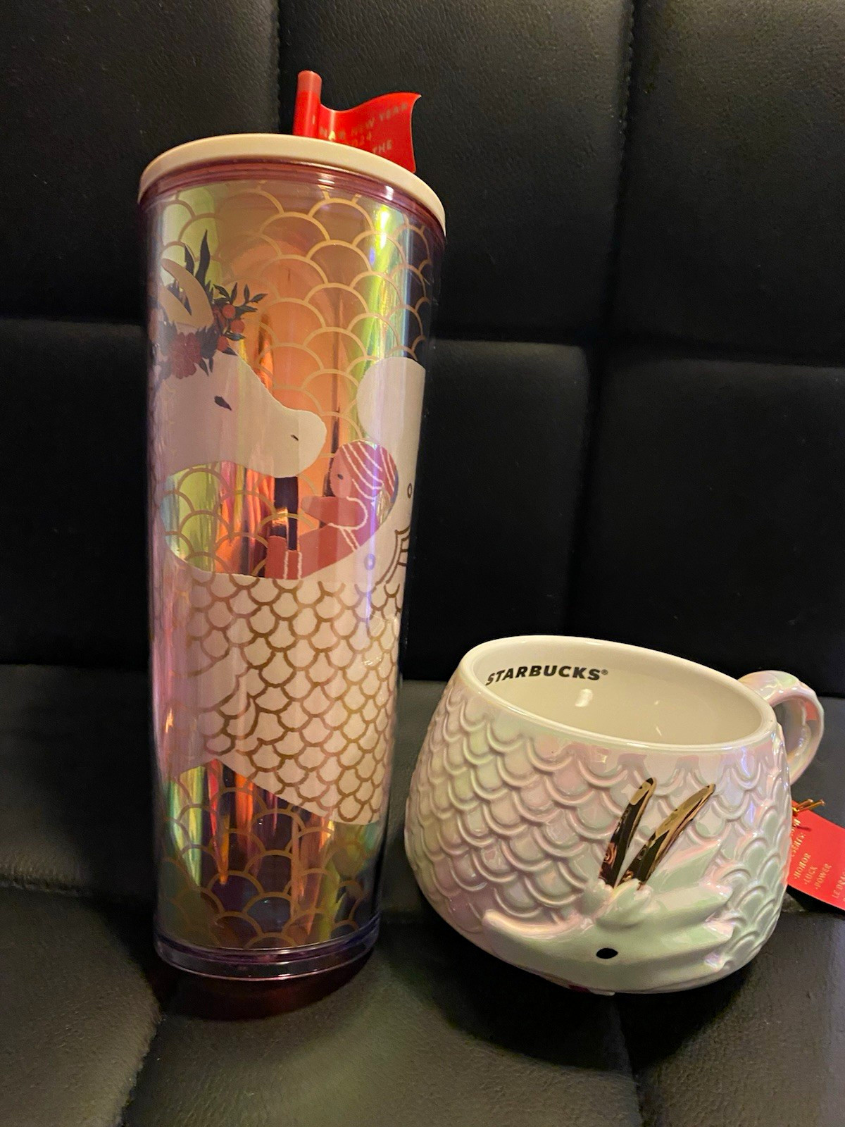 Starbucks 2024 Lunar New Year Dragon Tumbler & Iridescent Mug Set