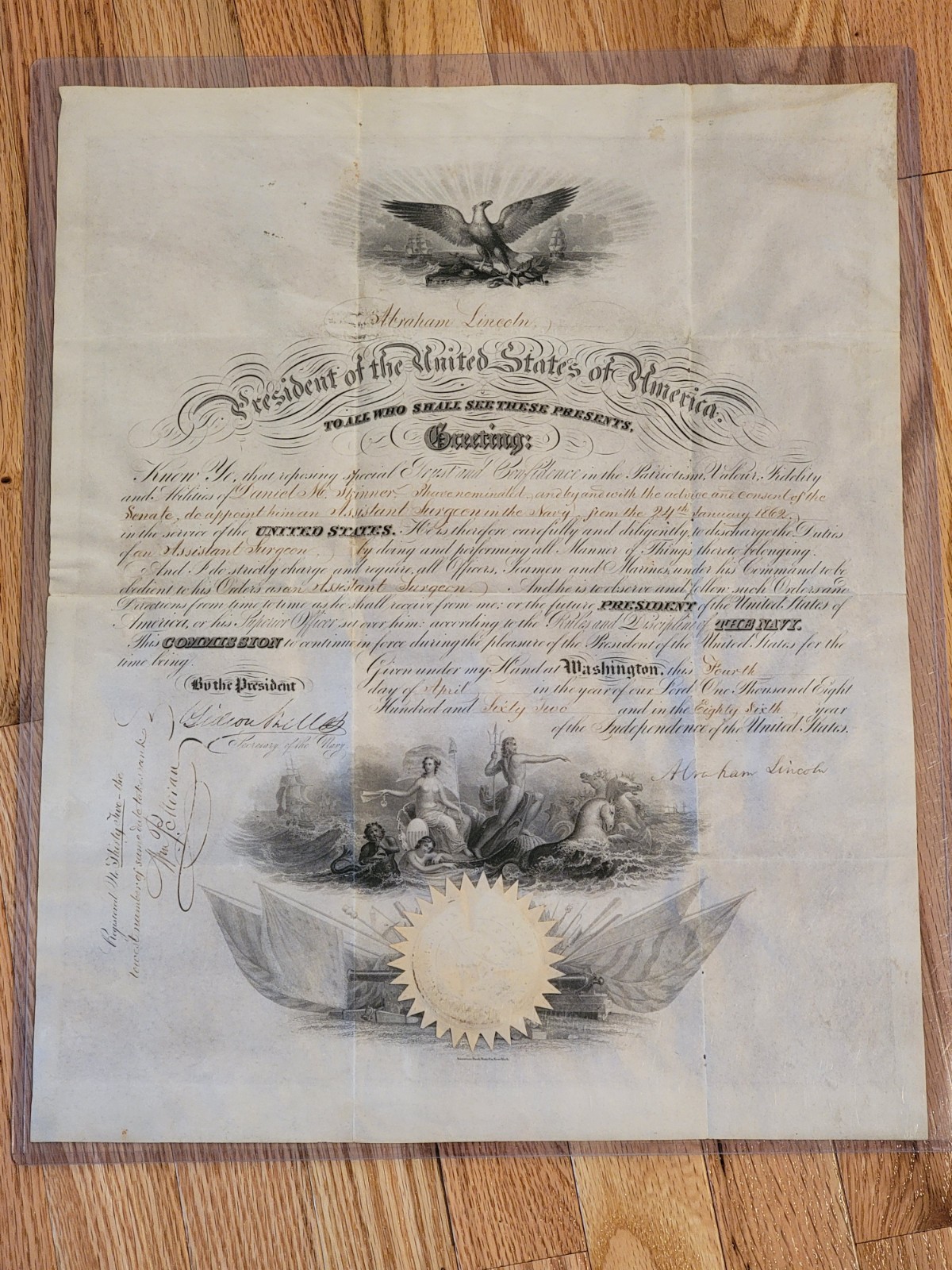 🌟 President Abraham Lincoln Signed 1862 Civil War Military/Navy Appointment