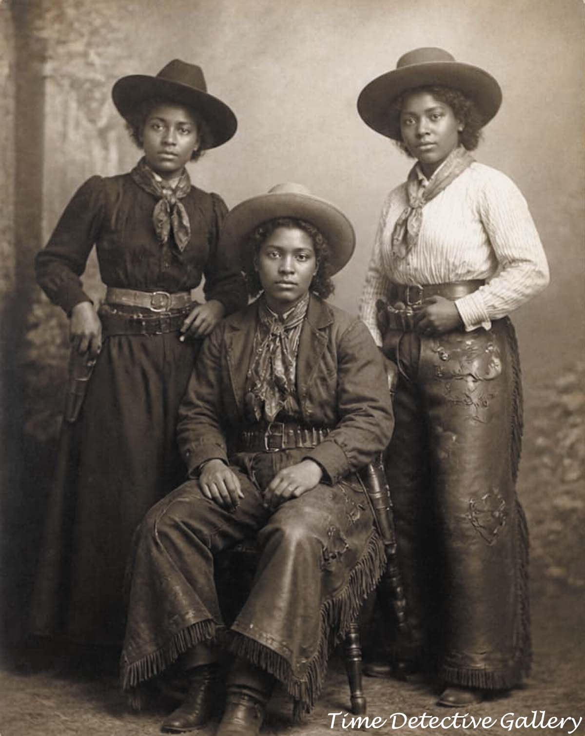 Studio Portrait of Three African American Cowgirls - Historic Photo Print