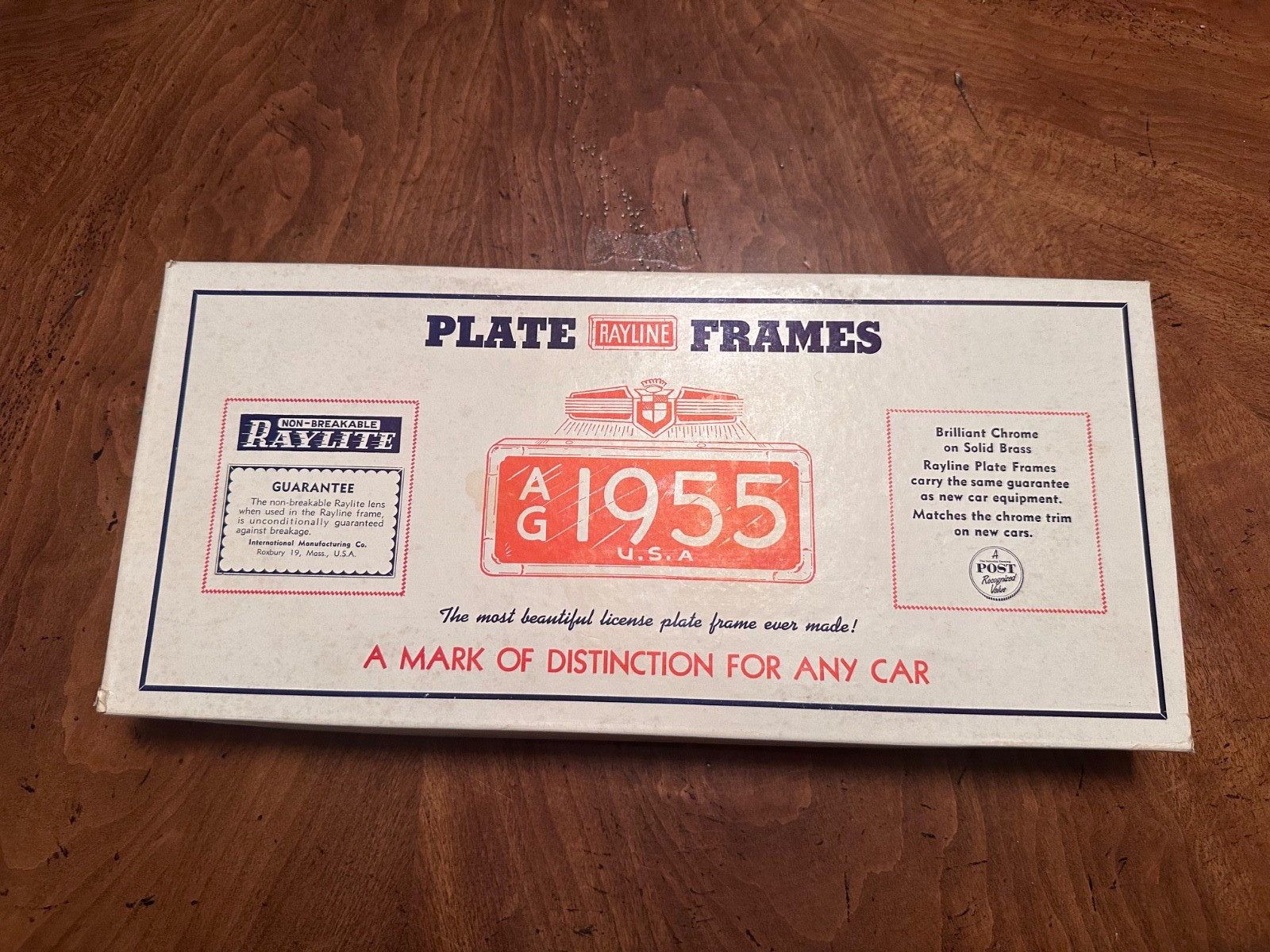 Vintage Rayline License Plate Frames Pair NOS Chrome Brass Raylite Original Box