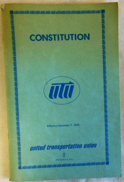 1975 United Transportation Union CONSTITUTION Handbook