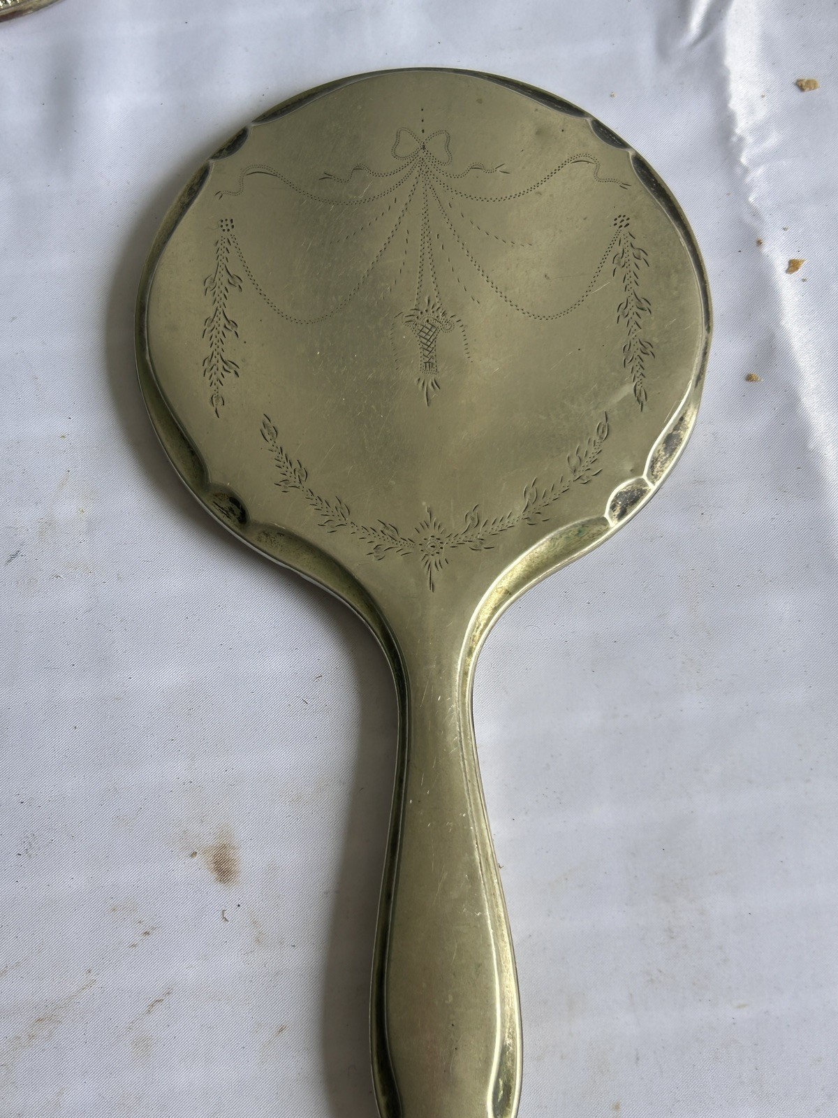 Vintage Silver-Plated Hand Mirror Made in England Dressing Table Mirror