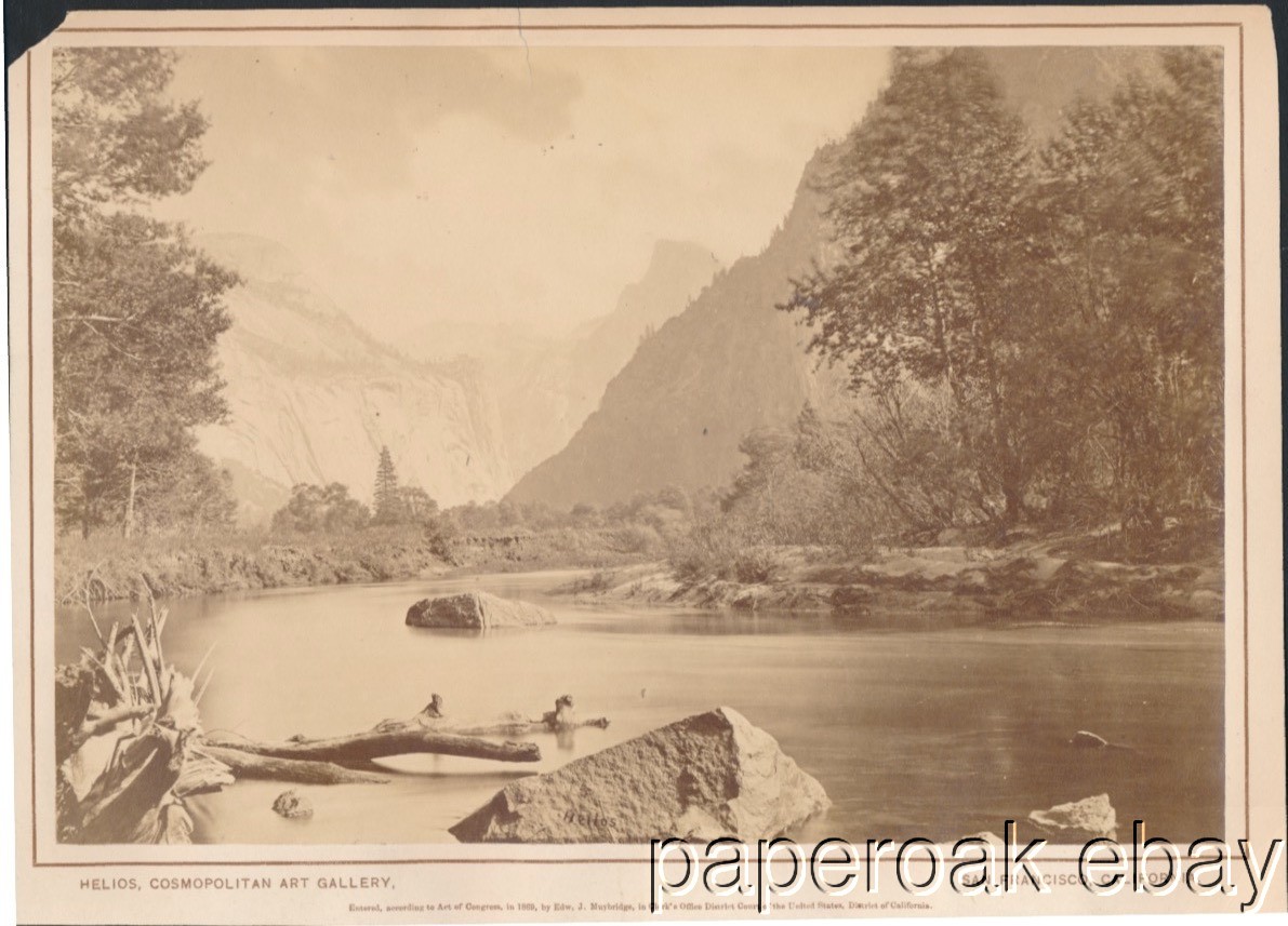 Original 1869 Edw. Muybridge Helios Cosmopolitan Art Gallery Photo of Yosemite