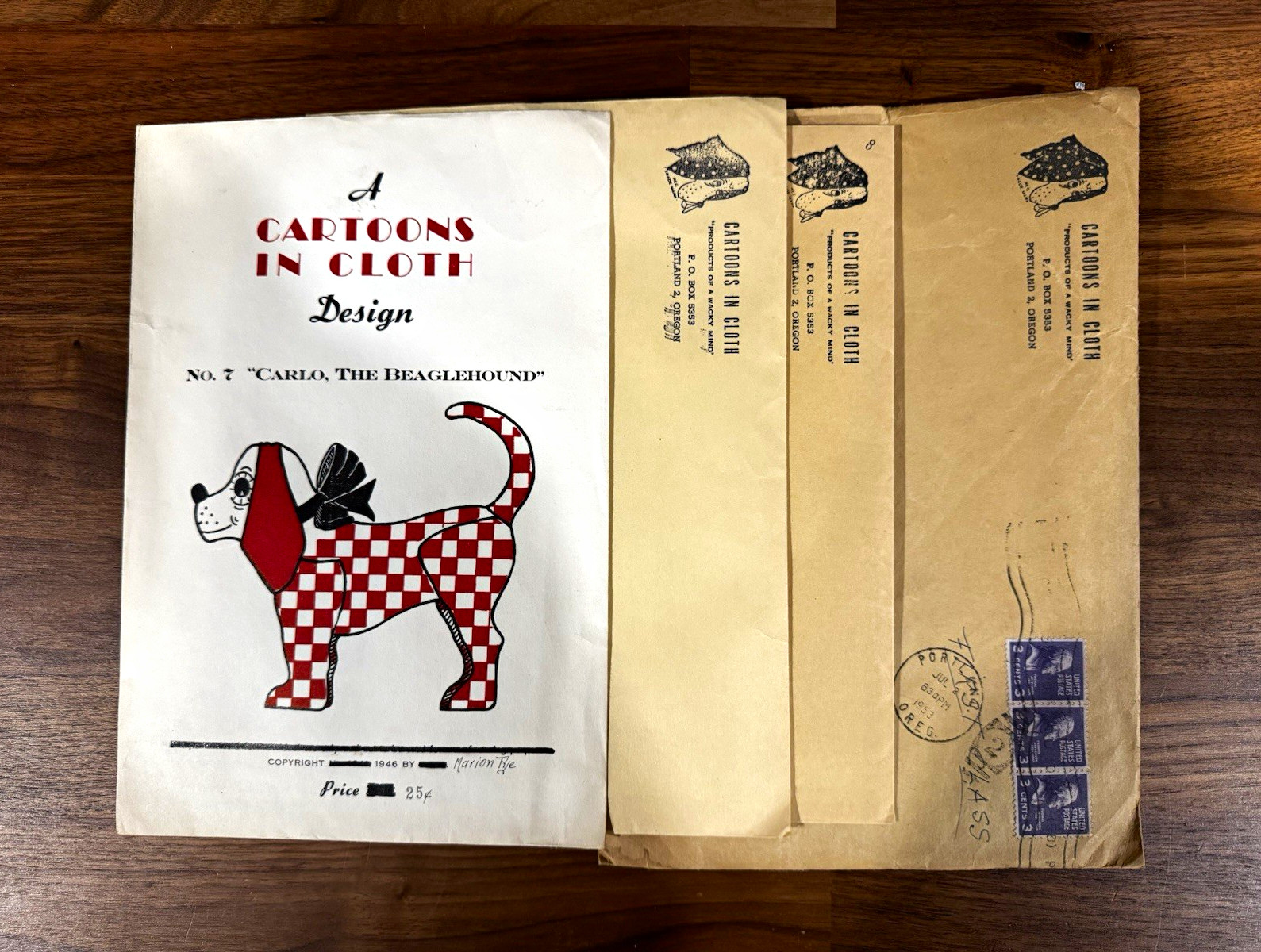Vintage Cartoons in Cloth Sewing Patterns 1946 Marion Pye Stuffed Animals Lot