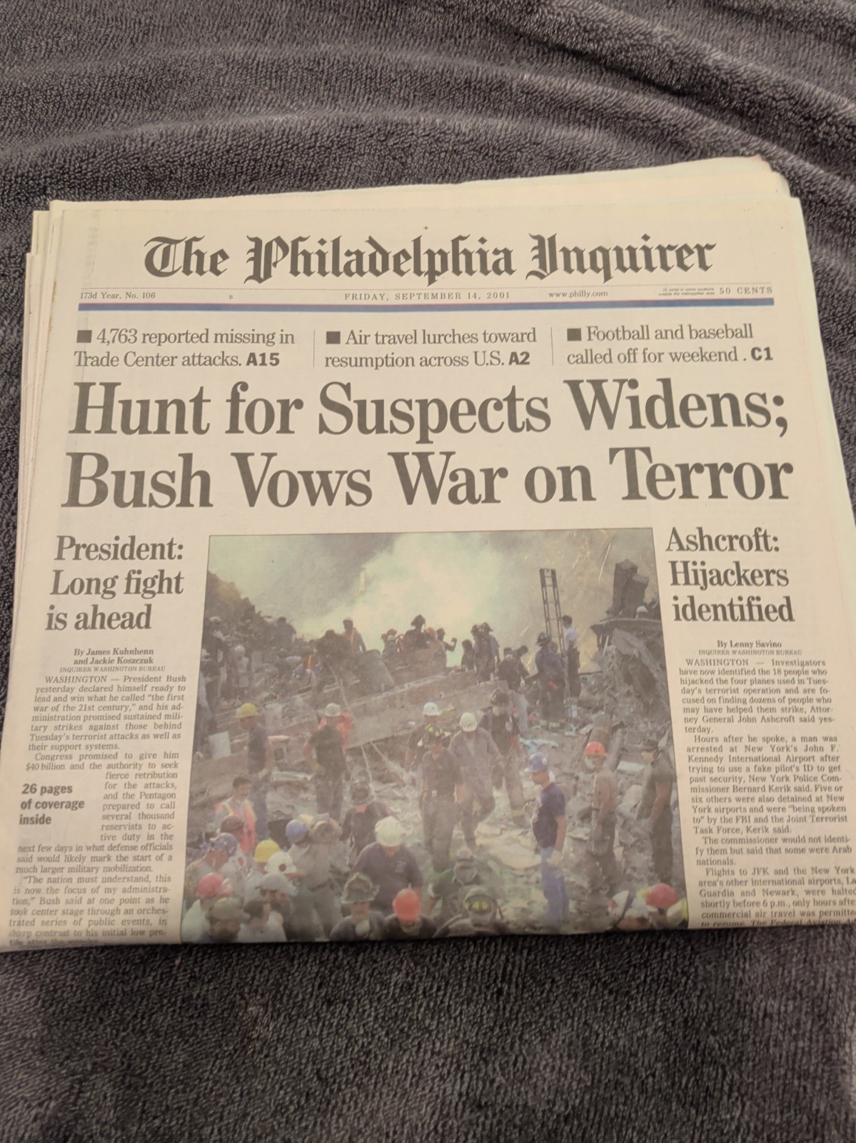 The Philadelphia Inquirer September 14th 2001 \ The Philadelphia Inquirer September 14th 2001 \