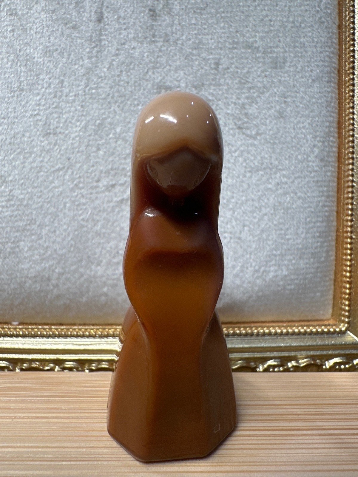 Vtg Mosser Glass Mini Jenny Doll Vi Hunter Chocolate Brown Caramel 2\