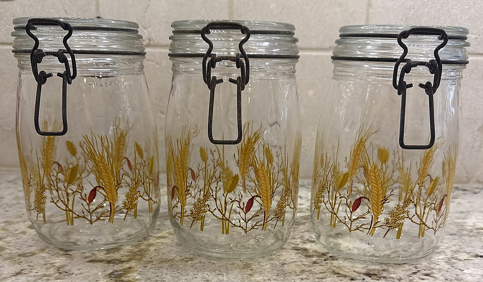 Vintage ARC France Glass Canister Set of 3 , 7
