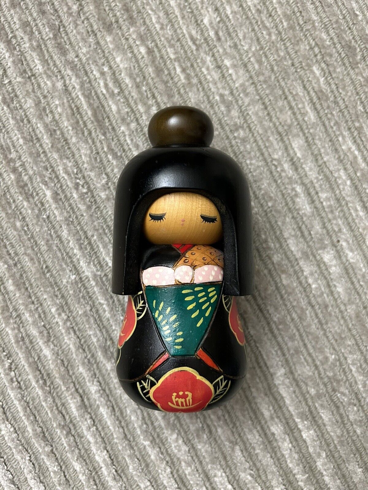 13.5cm Japanese Creative KOKESHI Doll Vintage SOSAKU Hand Painted