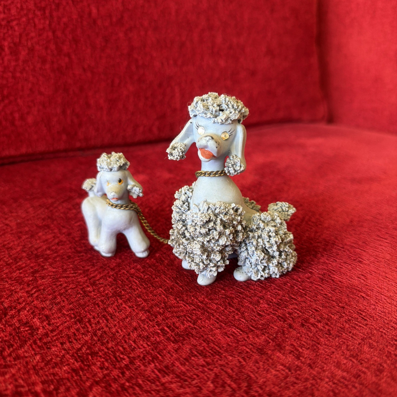 Vintage 1950s Vintage Light Blue Spaghetti Poodle Figurine