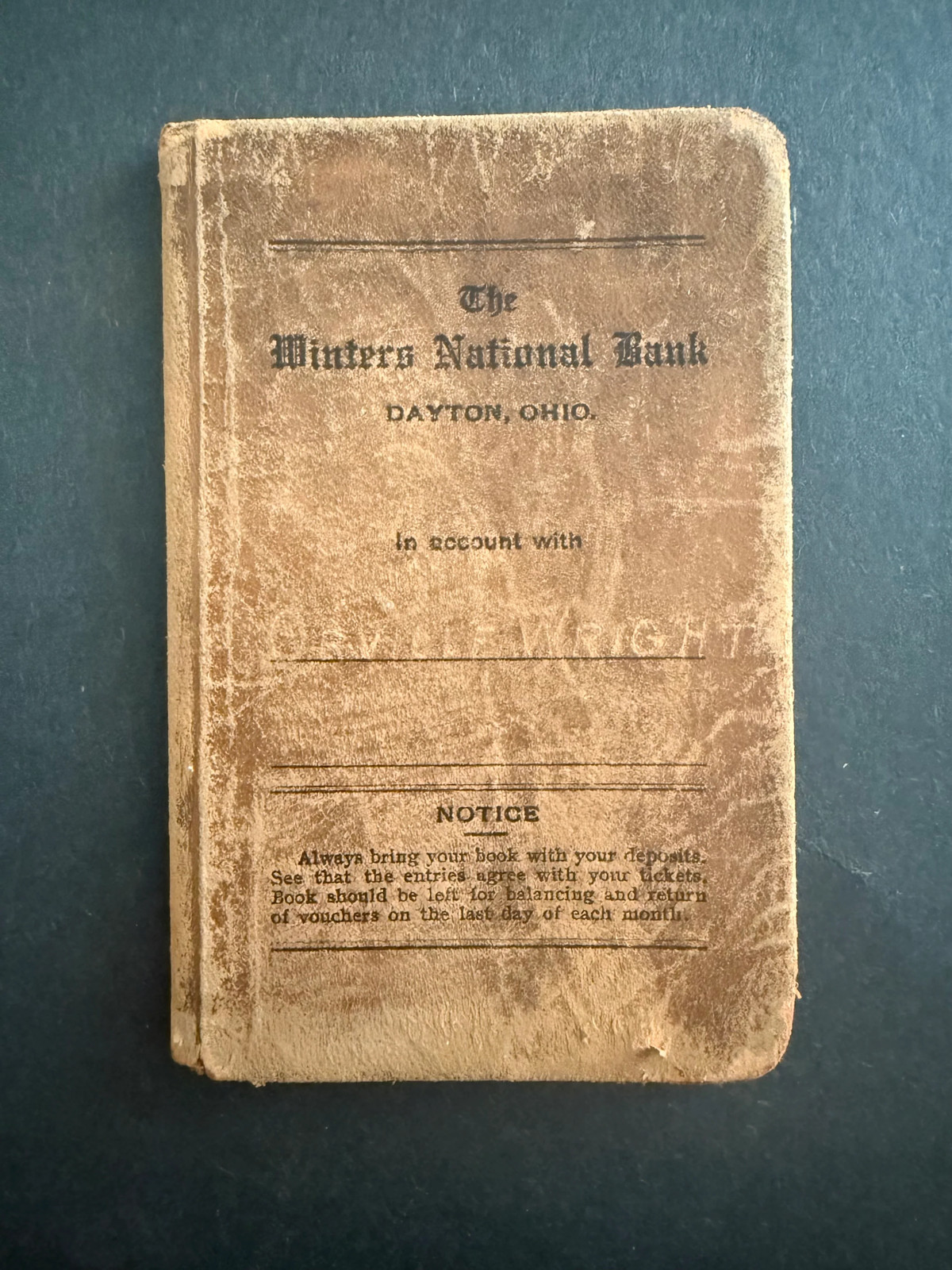 Orville Wright’s Personal Bankbook, 1912–1918—More Than 1.25 Million in Deposits