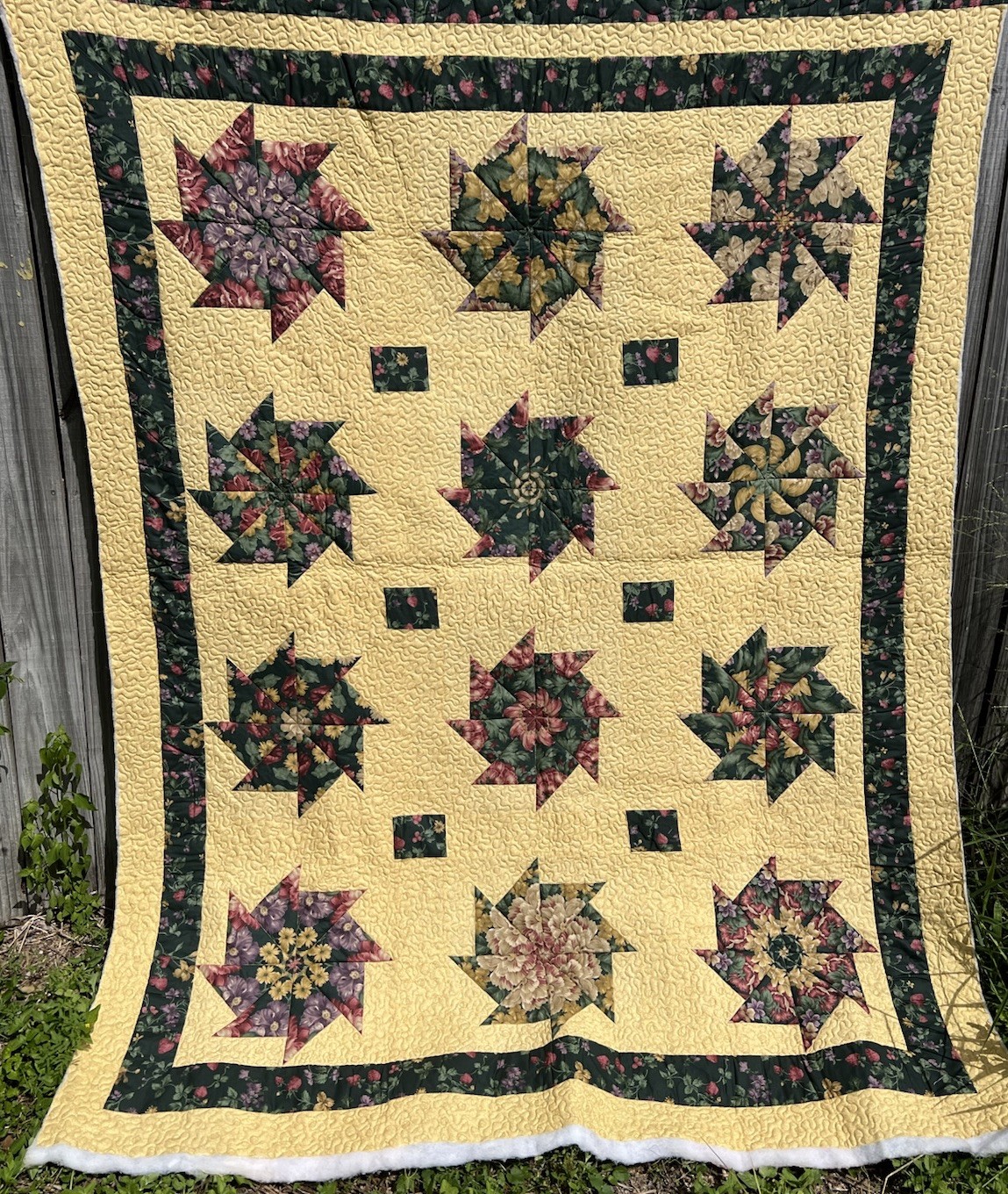 2 Handmade Unfinished Quilts Yellow Green New Unused Needs Binding Granny Core