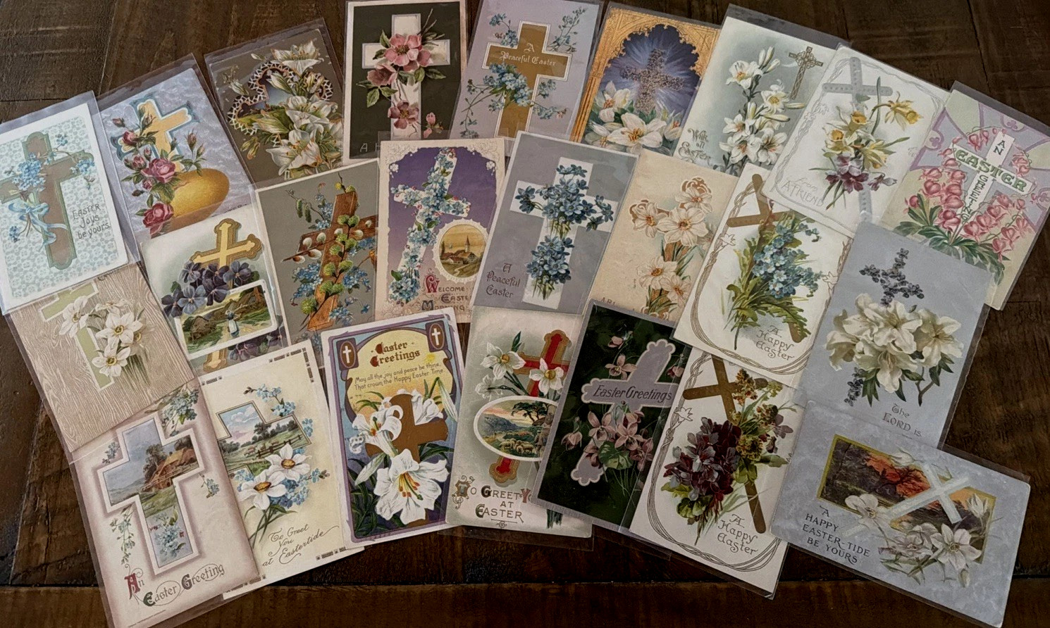 Lot of 25 Vintage Antique~ Religious EASTER Postcards with Crosses~Flowers~s951 Lot of 25 Vintage Antique~ Religious EASTER Postcards with Crosses~Flowers~s951