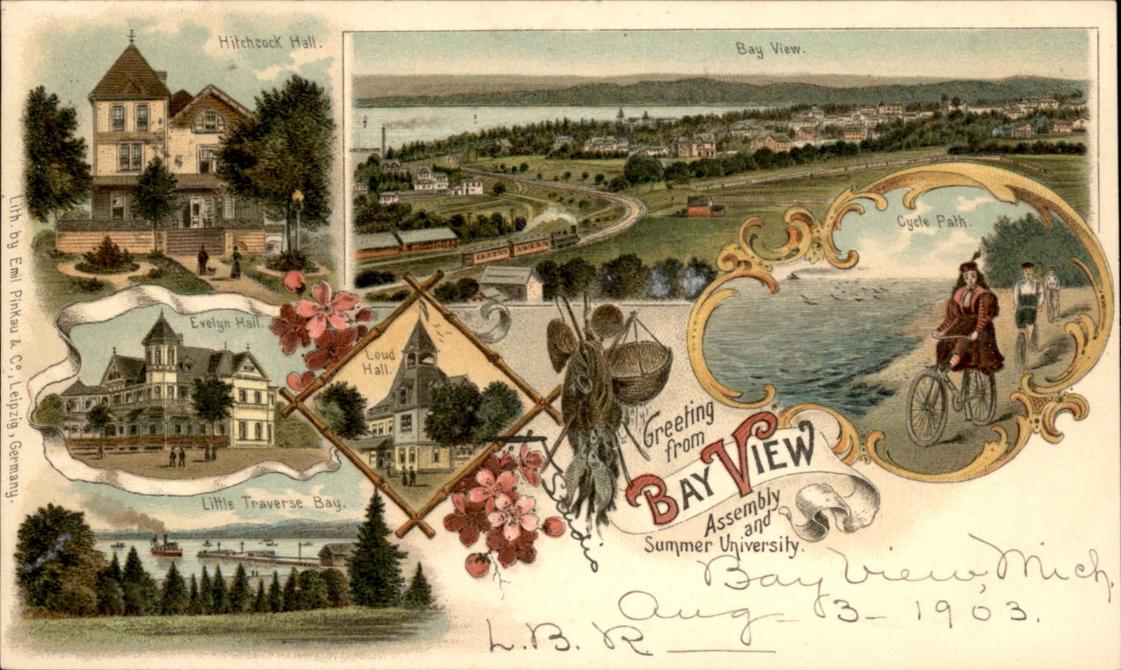 Bay View MI Bay View Assembly E. M. Pinkau & Co. c1903 Private Mailing Card bhn