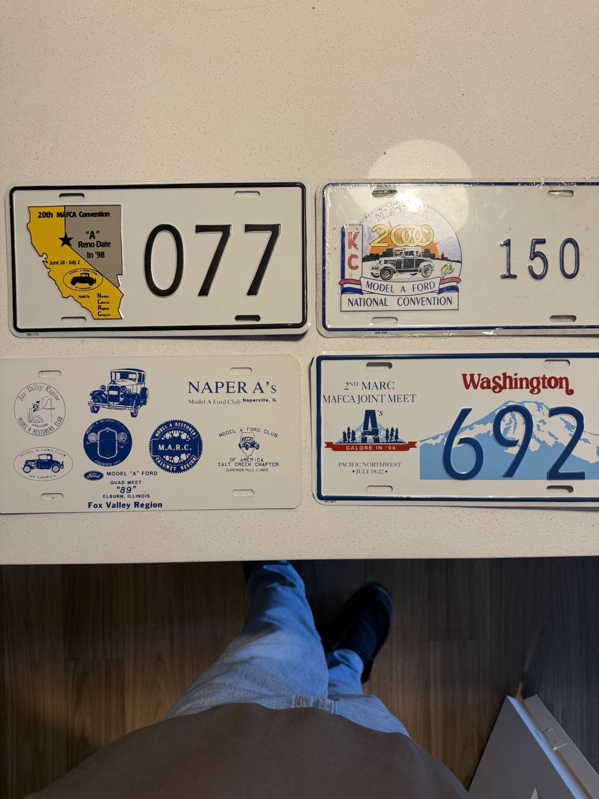 Lot of 4 Vintage Model A Ford MAFCA MARC Convention License Plates 89-00