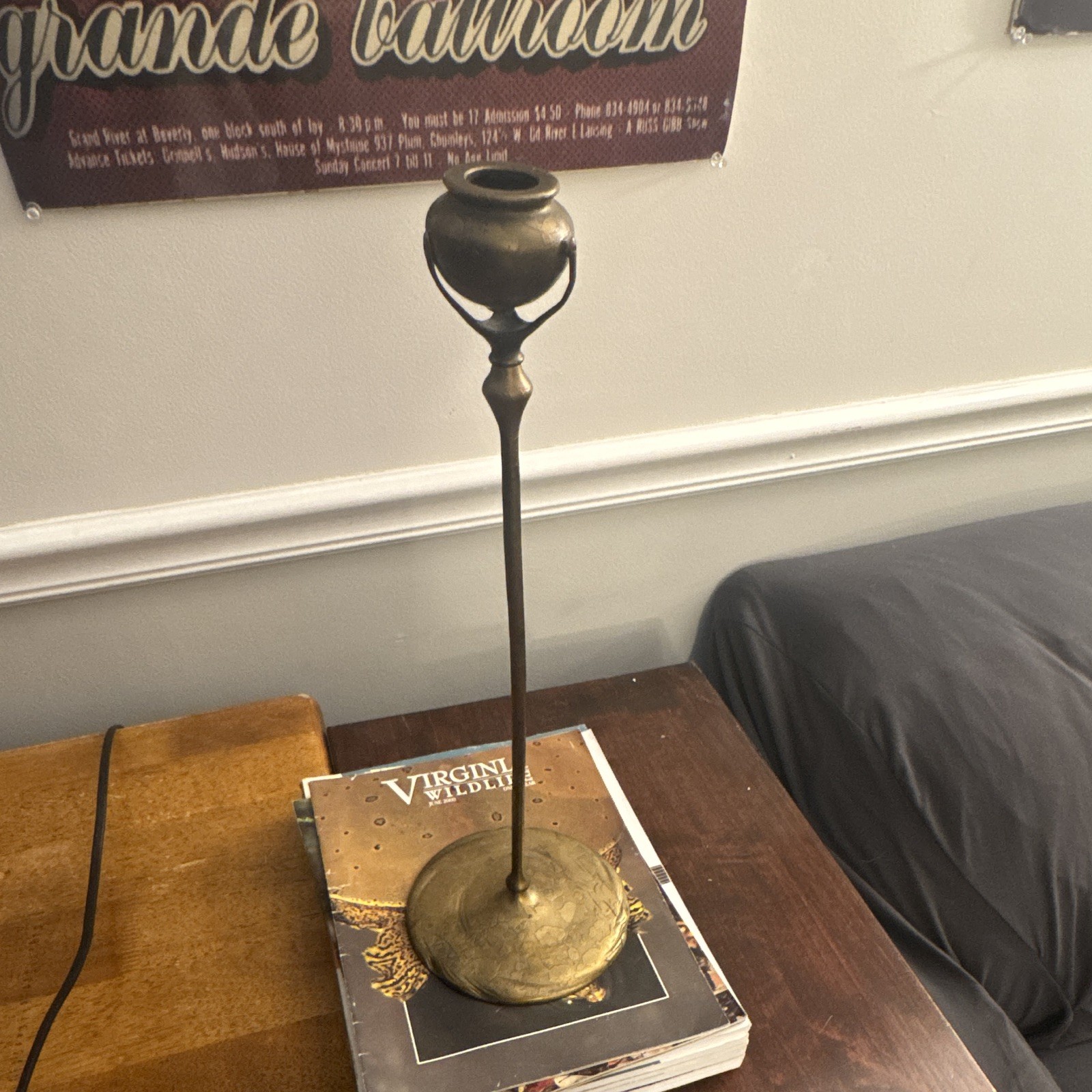 Tiffany Studios New York Brass Round Candle Holder, Marked 1218, 1900-1919 Tiffany Studios New York Brass Round Candle Holder, Marked 1218, 1900-1919