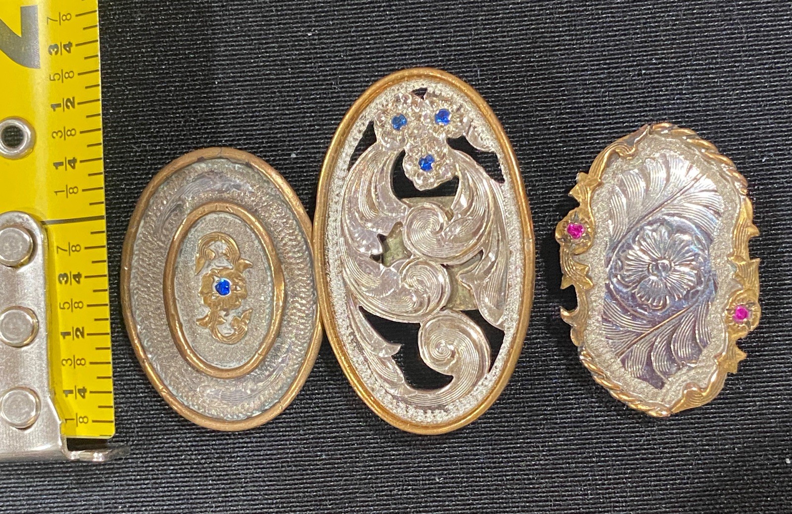 VTG Sterling Silver overlay Concho W/Stones New Old Stock~ Qty 3 VTG Sterling Silver overlay Concho W/Stones New Old Stock~ Qty 3