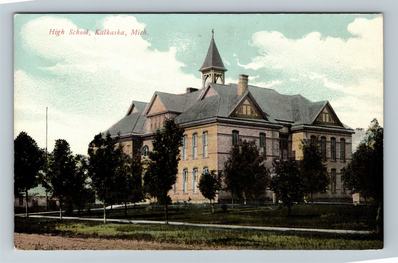 Kalkaska MI-Michigan, High School Vintage Souvenir Postcard