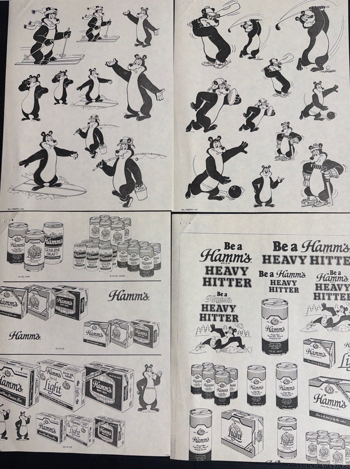 Vintage Hamm\'s Beer Ad Production Sheets Lot Hamm\'s Bear Packaging Proofs