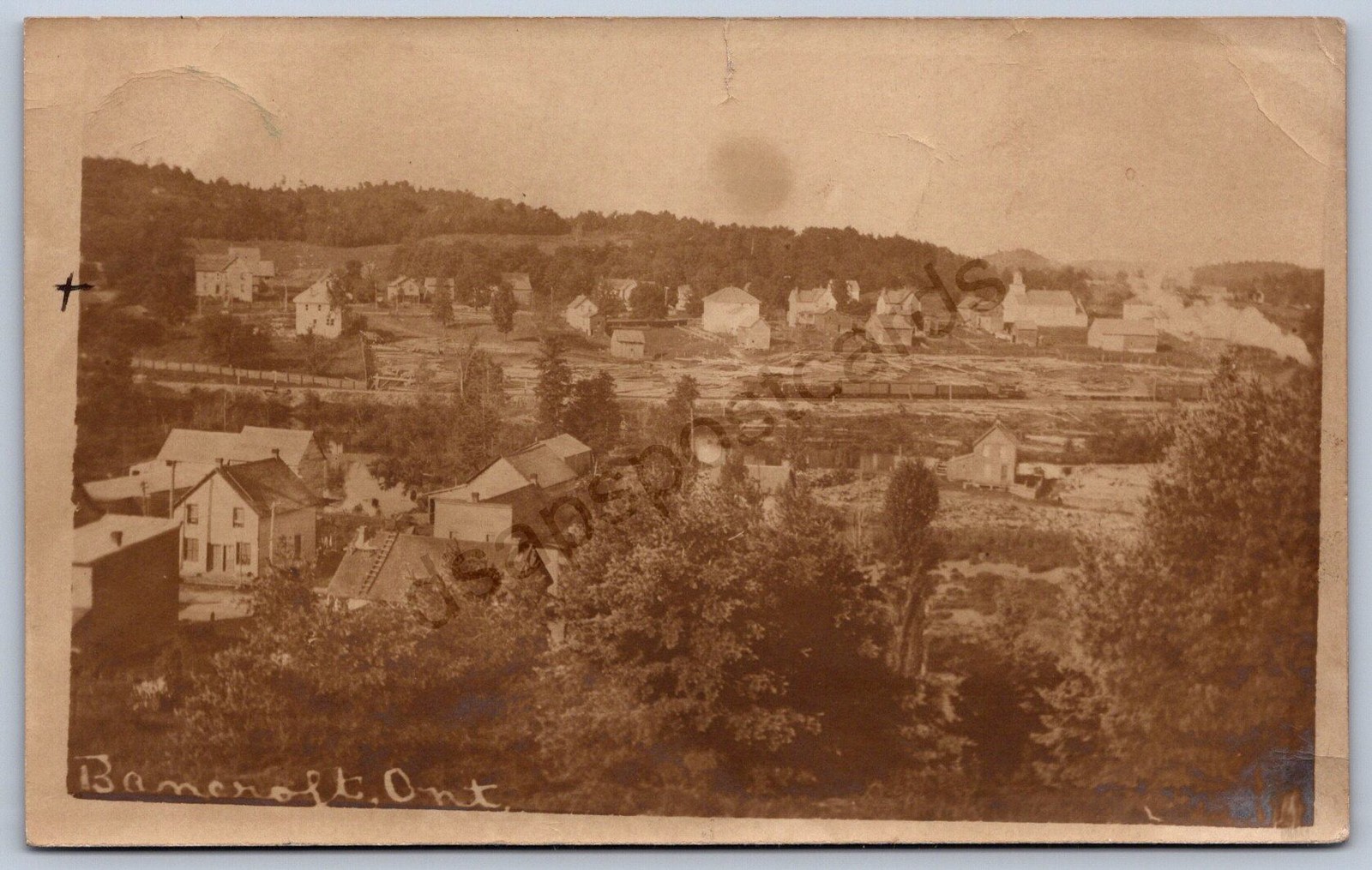 K44/ Canada RPPC Postcard c40-50s Bancroft Ontario Homes Chuch 528