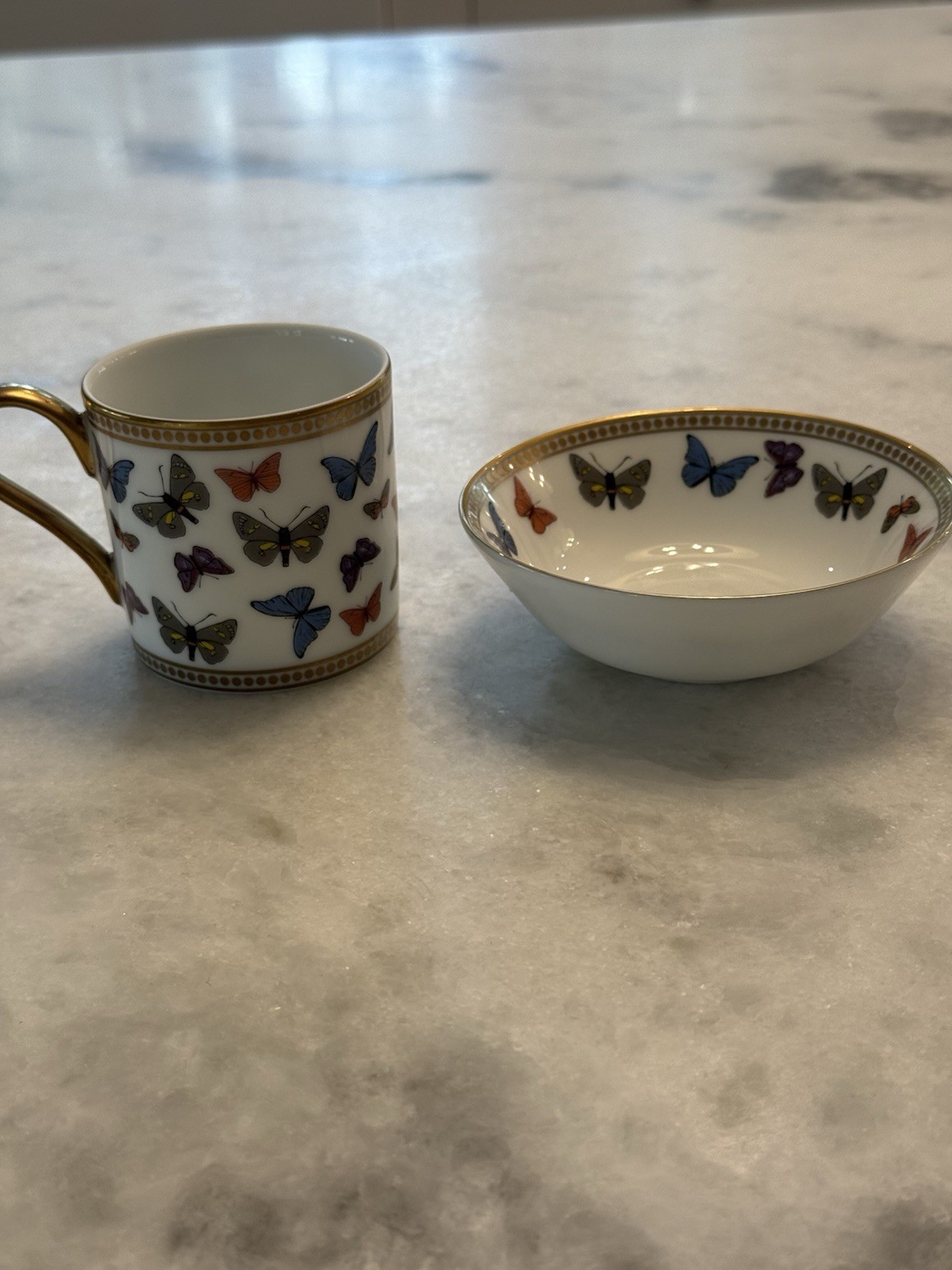 LADUREE  Paris Rare HTF Papillons Porcelain Cup and Saucer/bowl Butterflies