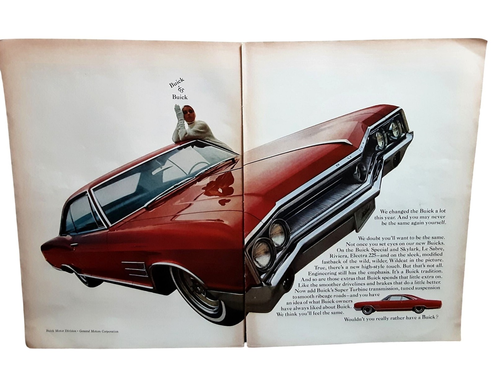 1965 Buick Wildcat 1964 Vintage 2 Page Print Ad Super Turbine Red Car 1965 Buick Wildcat 1964 Vintage 2 Page Print Ad Super Turbine Red Car