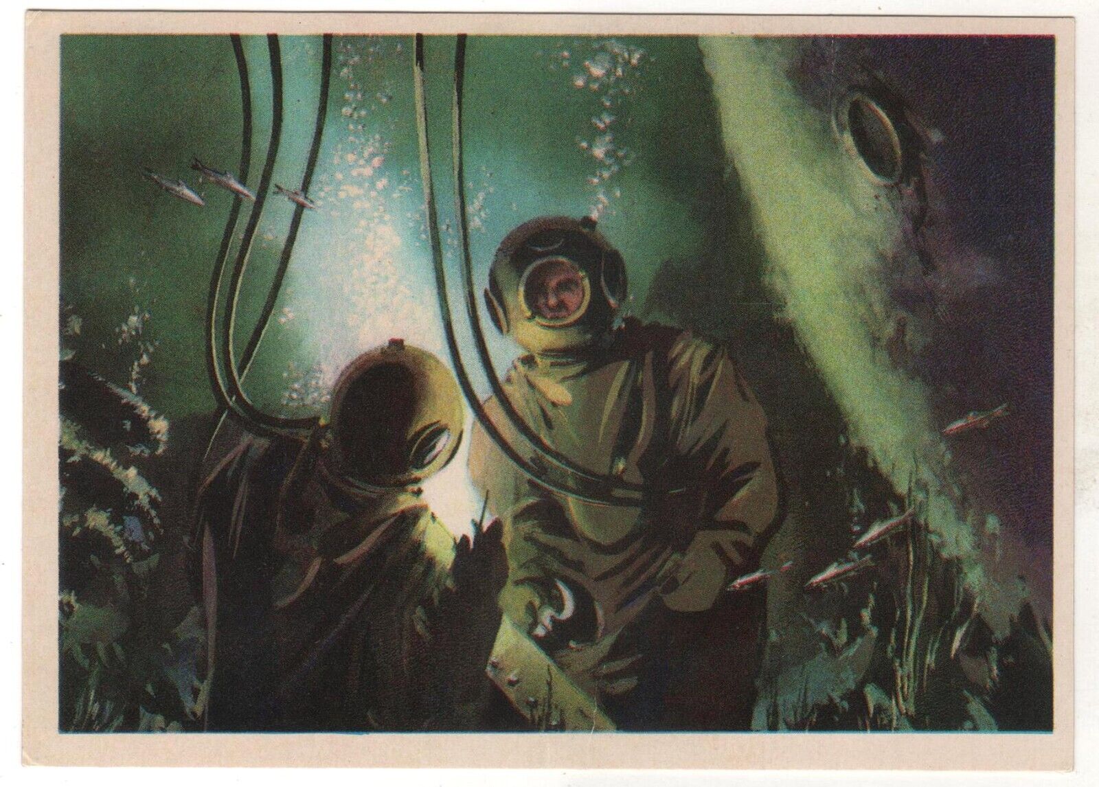 1974 Man & Ocean DIVERS Underwater Welding under water. OLD Russian Postcard