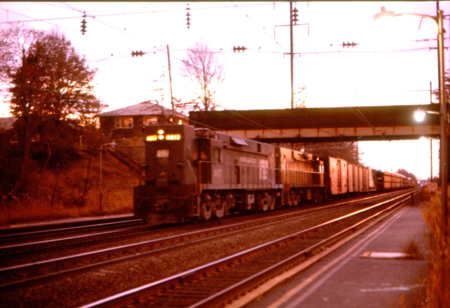 PC-Penn Central E44 # 4417  @ North Elizabeth NJ.-1976 Fuji slide