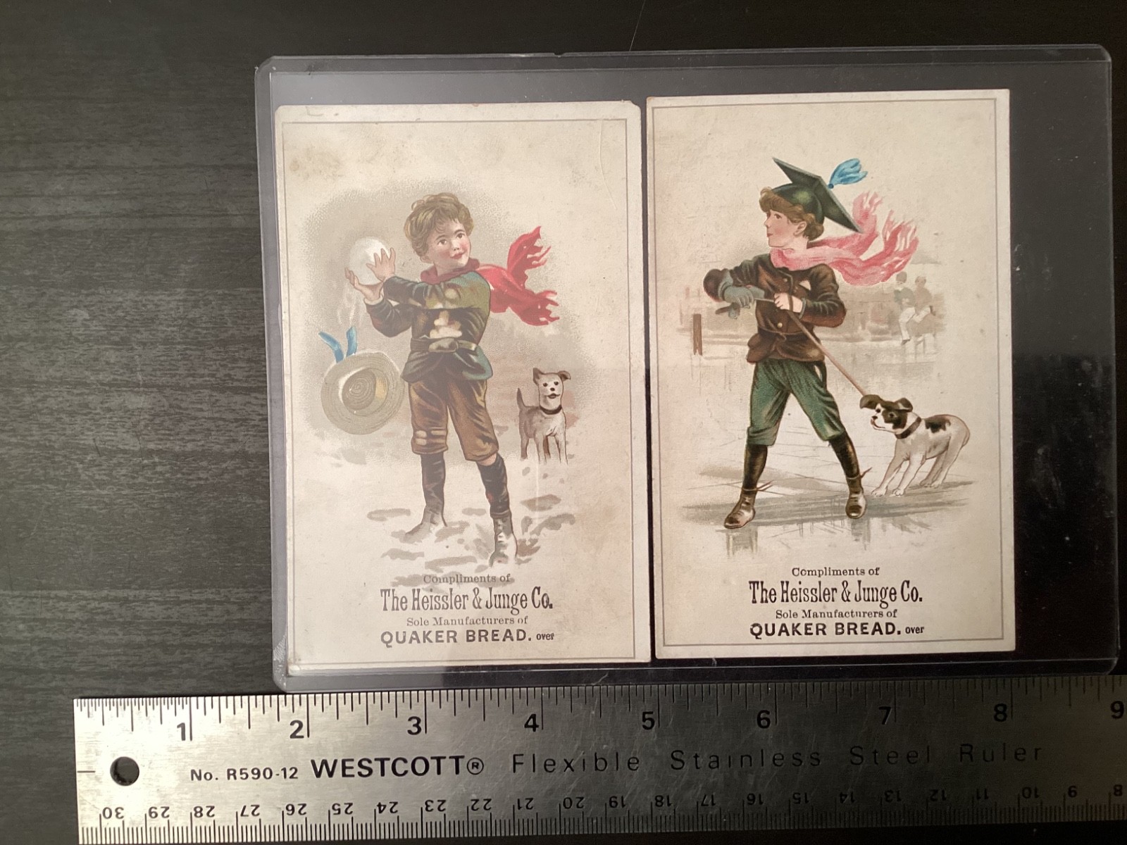 2 Vtg QUAKER BREAD Advertising Trade Card - Heissler & Junge Co.