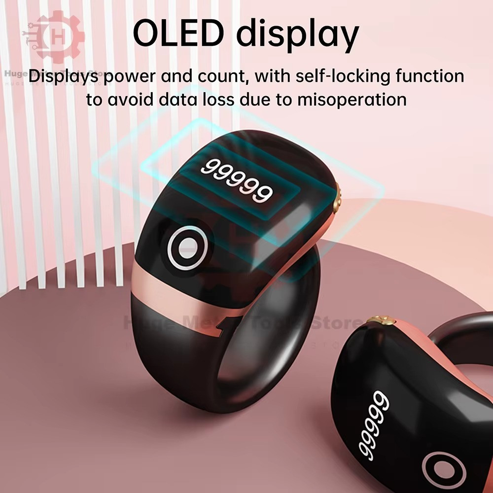 S7 SMART TASBIH (BLACK) ZIKR MUSLIM RING DIGITAL AZAN ALARM CLOCK TASBEEH COUNT
