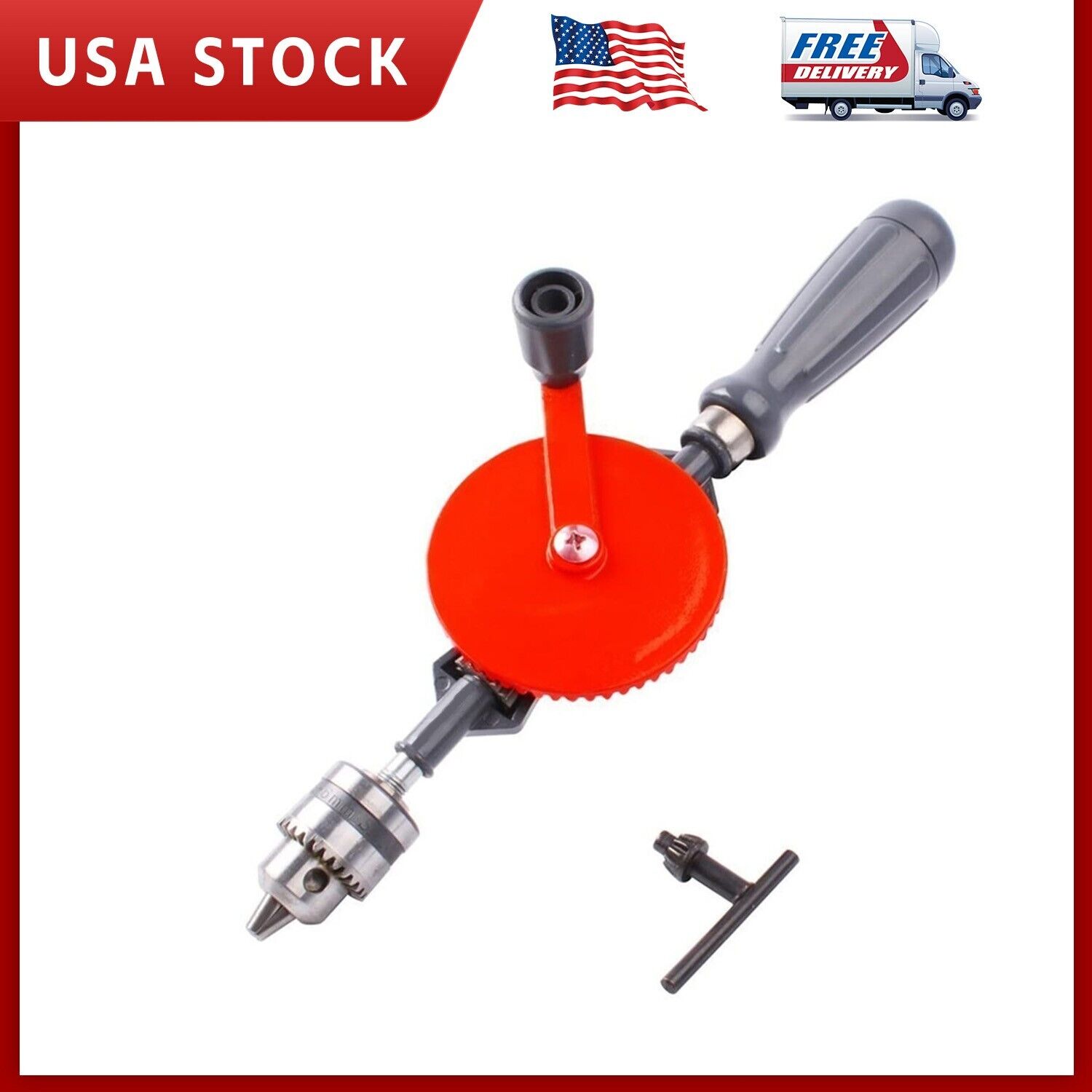 Manual Hand Drill 1/4-Inch Capacity Powerful, 3 Jaw Chucks and Grip Handle