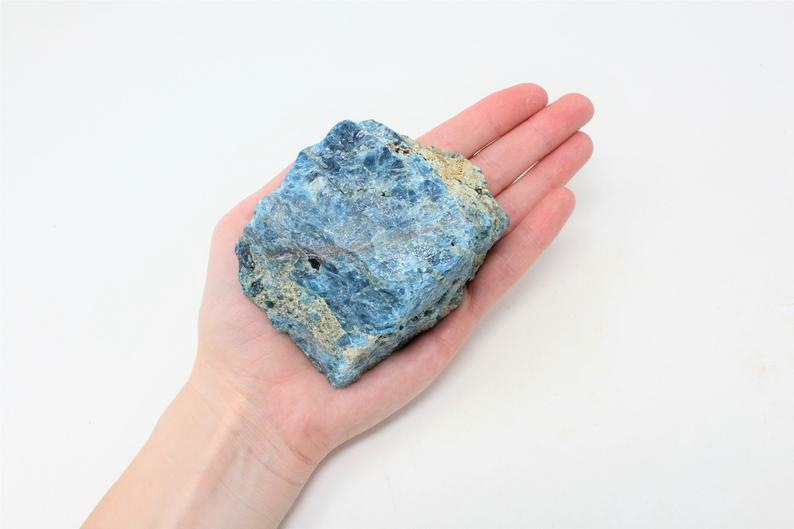 Blue Apatite XL Rough Raw Chunk - High Grade A Quality - Healing Crystals