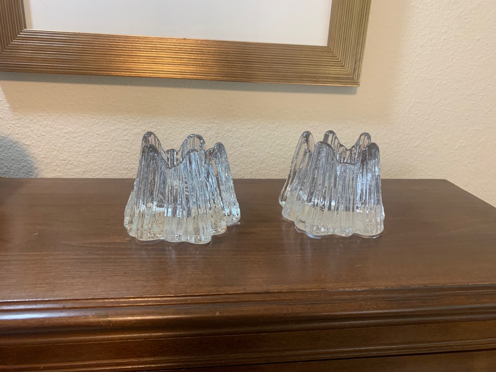 VTG MID CENTURY SET OF BRIGHT CLEAR CANDLEHOLDERS