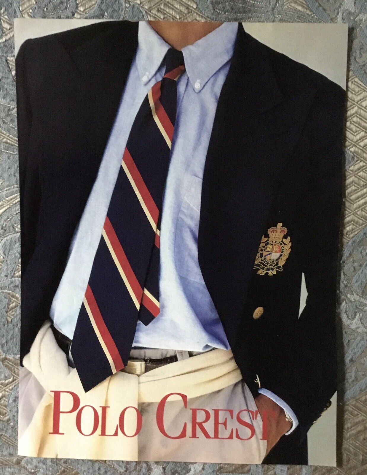 VTG 1990s Ralph Lauren Print Advertisement - Men's Polo Crest Blazer Stripe Tie
