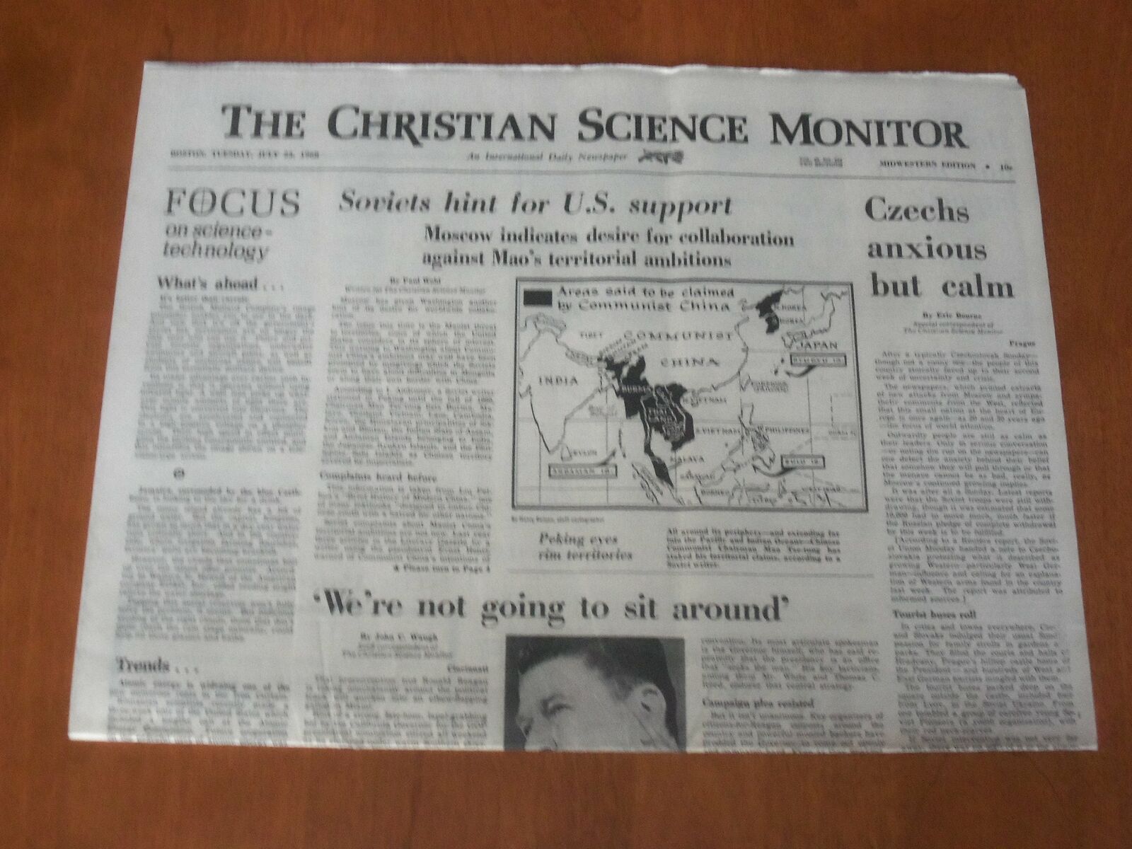1968 JULY 23 THE CHRISTIAN SCIENCE MONITOR -SOVIETS HINT FOR US SUPPORT- NP 4662