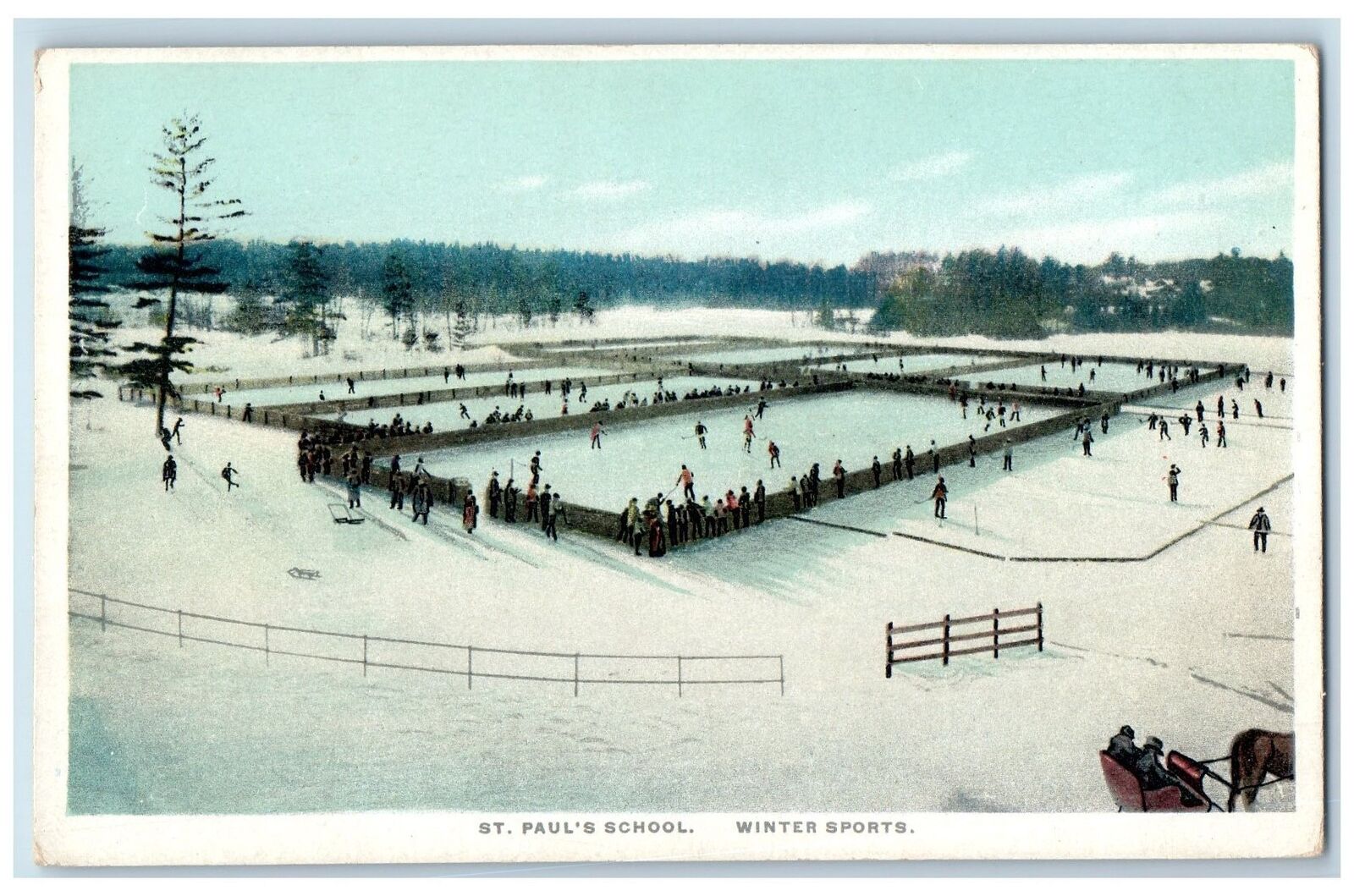 c1960's St. Paul School Winter Sports Minnesota MN Unposted Vintage Postcard